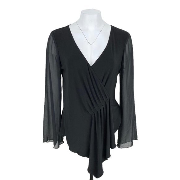 Joseph Ribkoff Tops - Joseph Ribkoff Black Wrap Style Flare Sleeve Blouse Sz 12
